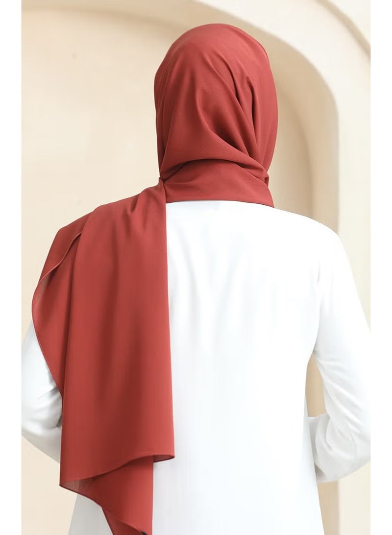 Sefa Merve Crepe Plain Shawl 81077-13 Red Brown - Image 2